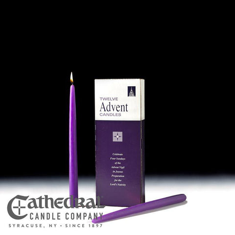Purple 12" Avent Taper Candles - Gerken's Religious Supplies