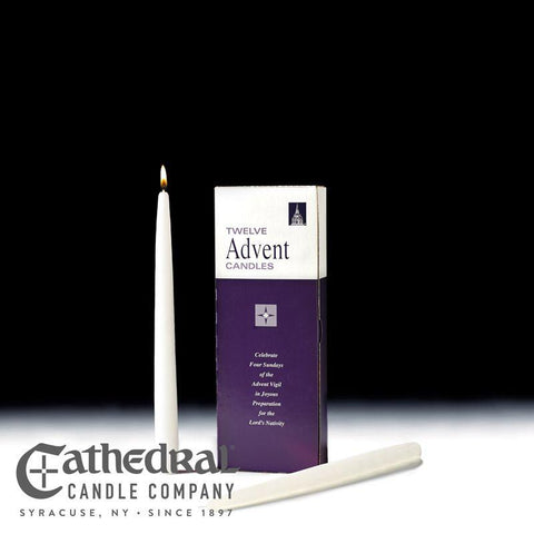 White 12" Advent Taper Candles - Gerken's Religious Supplies
