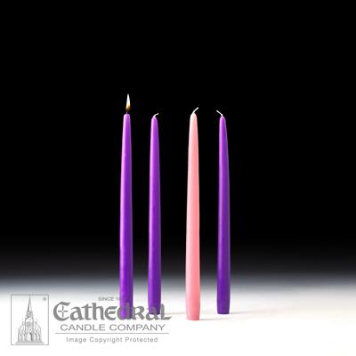 7/8" X 12" Home Advent Taper Candle Set (3 Purple, 1 Pink) - Gerken's Religious Supplies
