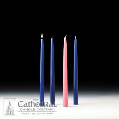 7/8" X 12" Home Advent Taper Candle Set (4 Blue, 1 Pink) - Gerken's Religious Supplies