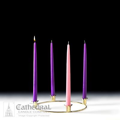 7/8" X 12" Home Advent Wreath & Taper Candle Set (3 Purple, 1 Pink) - Gerken's Religious Supplies