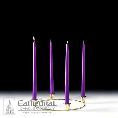 7/8" X 12" Home Advent Wreath & Taper Candle Set (4 Purple) - Gerken's Religious Supplies