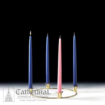 7/8" X 12" Home Advent Wreath & Taper Candle Set (3 Blue, 1 Pink) - Gerken's Religious Supplies