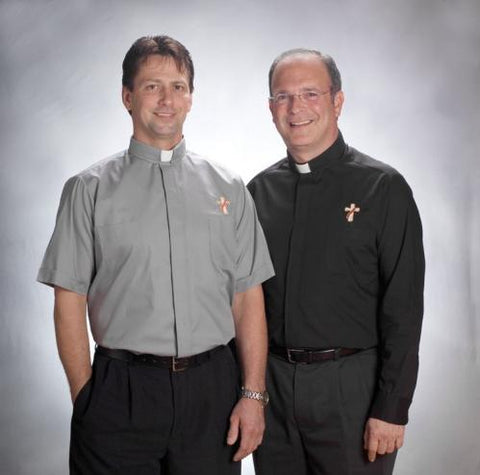 Deacon Short Sleeved Tab Collar Clergy Shirt - Black - Gerken's Religious Supplies