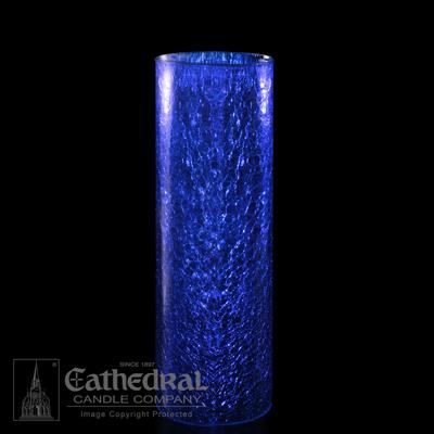 14 Day Crackle Cylinder Sanctuary Light Globe - Blue - Gerken's Religious Supplies