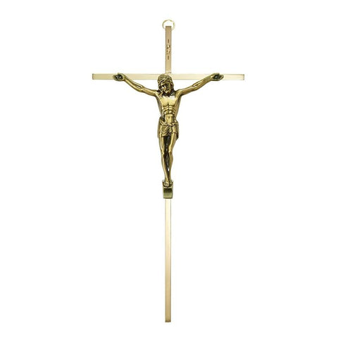10" Gold-Plated Crucifix with Antiqued Corpus - Gerken's Religious Supplies