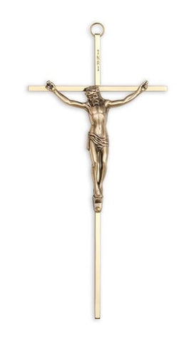 10" Gold Plated Cross with Antique Gold Finish Corpus - Gerken's Religious Supplies