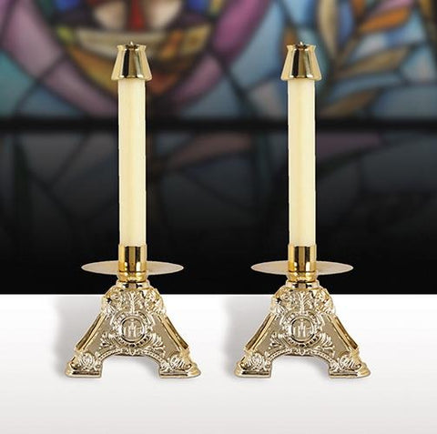 IHS Design Resin Candlesticks - Set of 2 - Gerken's Religious Supplies