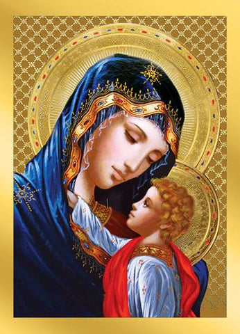 Madonna & Child Gold Christmas Cards - Box - Gerken's Religious Supplies