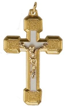 White & Gold Stations of the Cross Crucifix - Medium 2" - Gerken's Religious Supplies