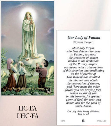 Our Lady of Fatima Paper Holy Cards - Box of 100 - Gerken's Religious Supplies