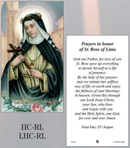 St. Rose of Lima Paper Holy Cards - Box of 100 - Gerken's Religious Supplies