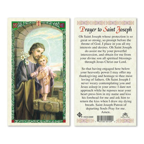St. Joseph Laminated Holy Card - Gerken's Religious Supplies