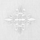 Fleur-De-Lis White Cross Lavabo Towel - 100% Linen - Gerken's Religious Supplies