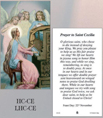 St. Cecilia Laminated Holy Card - Gerken's Religious Supplies