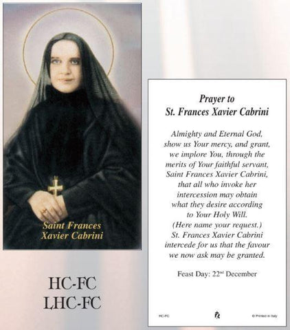 St. Francis Cabrini Laminated Holy Card - Gerken's Religious Supplies