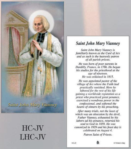 St. John Vianney Laminated Holy Card - Gerken's Religious Supplies