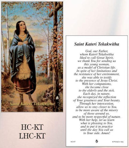 St. Kateri Laminated Holy Card - Gerken's Religious Supplies