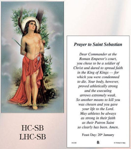 St. Sebastian Laminated Holy Card - Gerken's Religious Supplies