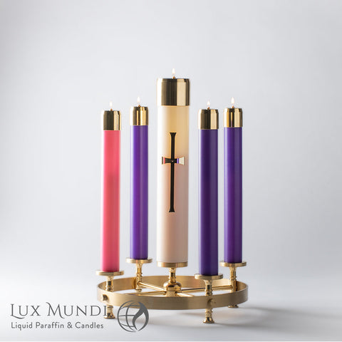 Refillable Advent Candle Set 7/8" x 12" Purple/Rose - Gerken's Religious Supplies