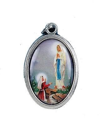 Our Lady of Lordes Oxidized Picture Medal - Gerken's Religious Supplies