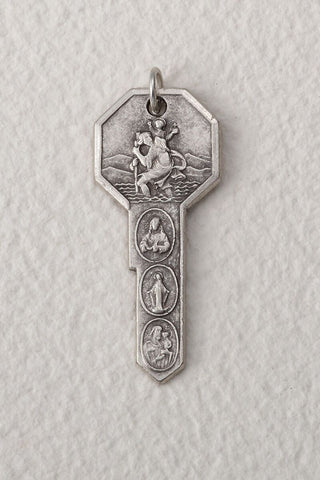 St. Christopher Key Oxidized Medal - Gerken's Religious Supplies