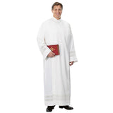 Front Wrap Alb with Eyelet Embroidery - Gerken's Religious Supplies