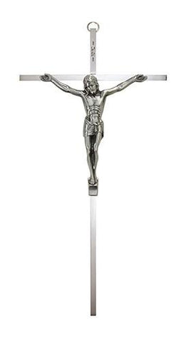 10" Nickel-Plated Crucifix with Corpus - Gerken's Religious Supplies