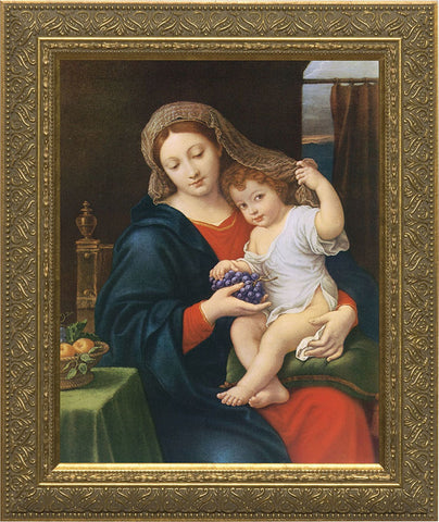 Madonna of the Grapes - Gold Framed Art - 8" X 10" - Gerken's Religious Supplies