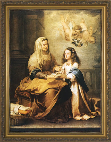 St. Anne with Mary - Standard Gold Framed Art - 8" X 10" - Gerken's Religious Supplies