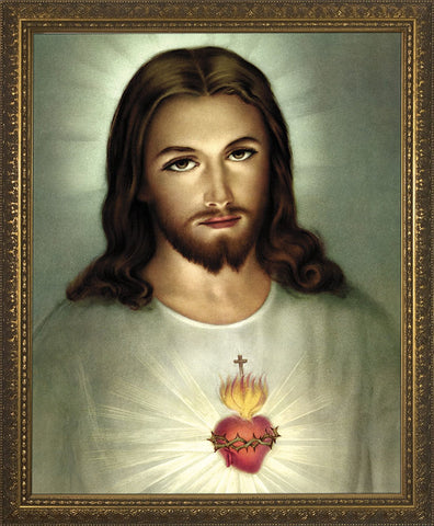 Traditional Sacred Heart of Jesus Framed Art - 8" X 10" - Gerken's Religious Supplies
