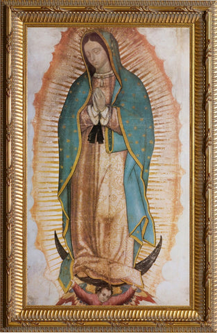 Our Lady of Guadalupe (Traditional) Basilica Gold Framed Art - 10 " X 16" - Gerken's Religious Supplies