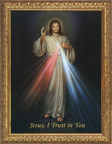 Spanish Divine Mercy - Gold Framed Art - 18" X 24" - Gerken's Religious Supplies