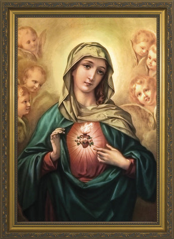 Immaculate Heart of Mary Framed Art - 7" X 10" - Gerken's Religious Supplies