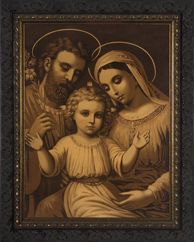 Holy Family (Antique) Framed Art - 12" X 16" - Gerken's Religious Supplies