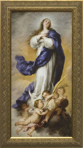 Immaculate Conception - Standard Gold Framed Art - 12" X 24" - Gerken's Religious Supplies