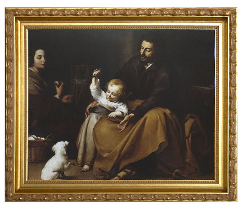 Holy Family with Small Bird by Murillo Framed Art - 12" X 16" - Gerken's Religious Supplies