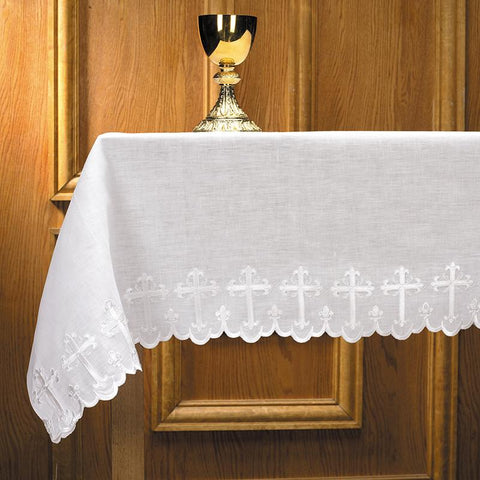 Scalloped Edge with Cross Altar Frontal - Two Sided, 96" - Gerken's Religious Supplies