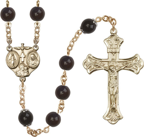 8mm Black Capped Our Father Rosary - Gerken's Religious Supplies