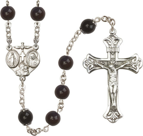 8mm Black Capped Our Father Rosary - Gerken's Religious Supplies
