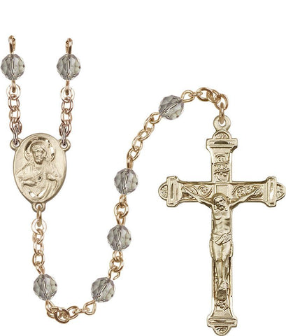 6mm Black Diamond Swarovski Rosary - Gerken's Religious Supplies