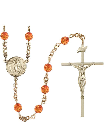 6mm Fire Opal Swarovski Rosary - Gerken's Religious Supplies