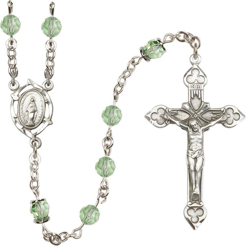 6mm Crysolite Swarovski, Capped Our Father Rosary - Gerken's Religious Supplies