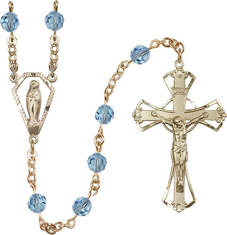 6mm Aqua Swarovski Rosary - Gerken's Religious Supplies