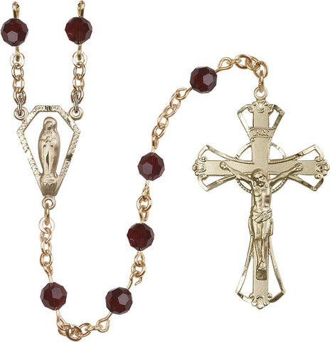 6mm Garnet Swarovski Rosary - Gerken's Religious Supplies