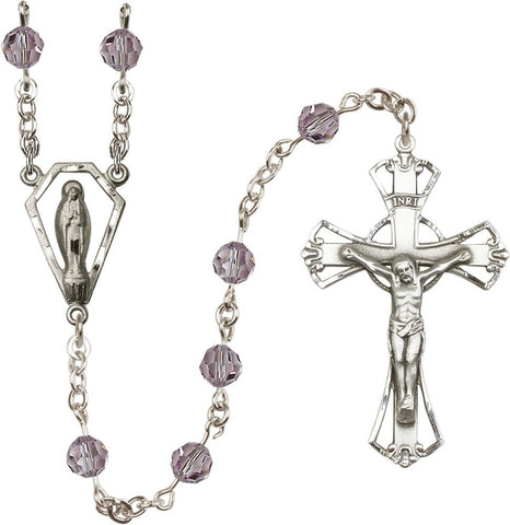 6mm Light Amethyst Swarovski Rosary - Gerken's Religious Supplies