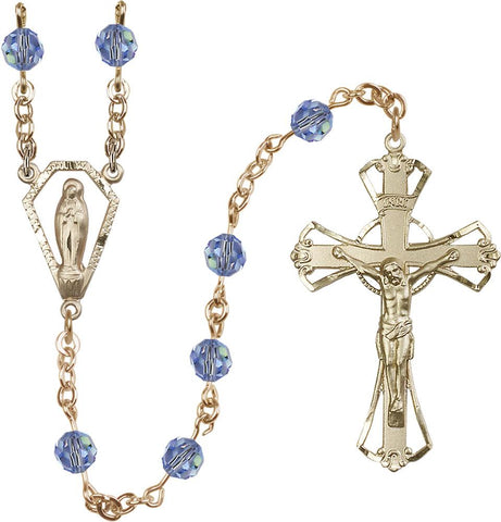 6mm Light Sapphire Swarovski Rosary - Gerken's Religious Supplies