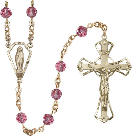 6mm Rose Swarovski Rosary - Gerken's Religious Supplies