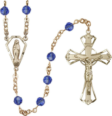 6mm Sapphire Swarovski Rosary - Gerken's Religious Supplies