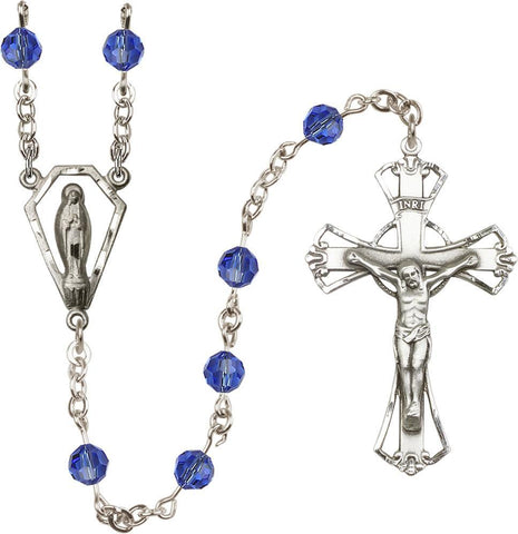 6mm Sapphire Swarovski Rosary - Gerken's Religious Supplies